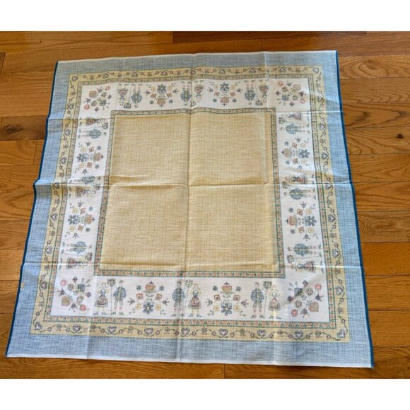 Vintage Tablecloth Pennsylvania Dutch Print 35” x 35” - Picture 8 of 10